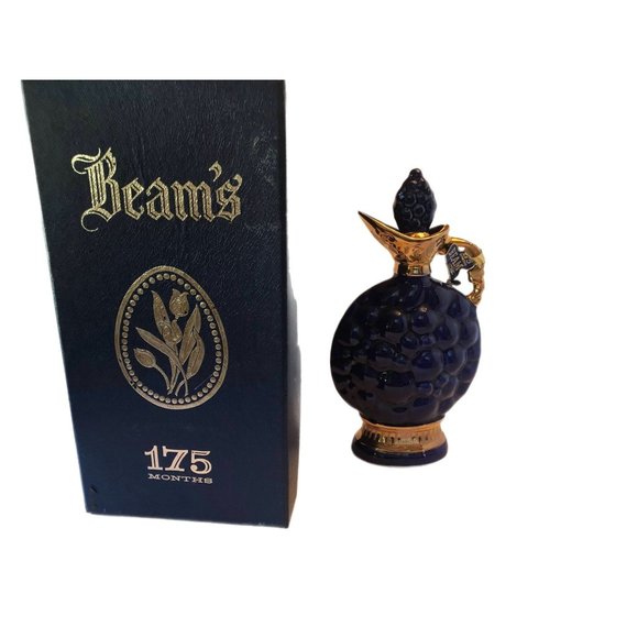 Vintage Jim Beam Decanter (Empty)—Cobalt Blue & Gold—w/ Velvet-Lined Box - Picture 7 of 9